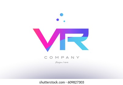 vr v r  creative pink purple blue modern dots creative alphabet gradient company letter logo design vector icon template