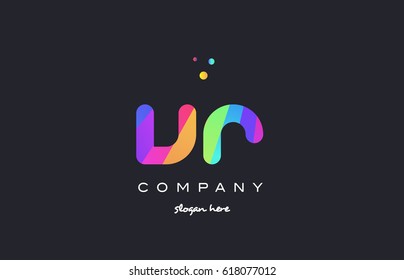 vr v r  creative rainbow green orange blue purple magenta pink artistic alphabet company letter logo design vector icon template