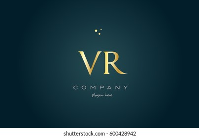 vr v r  gold golden luxury product metal metallic alphabet company letter logo design vector icon template green background