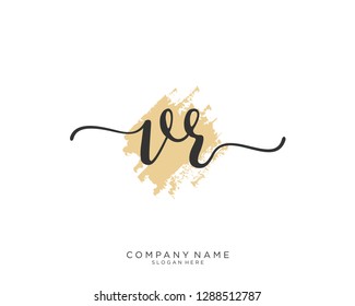 VR V R Initial handwriting logo template
