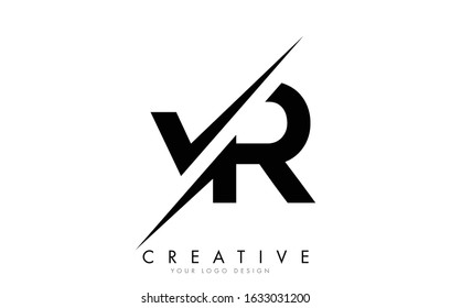 VR V R Letter Logo Design with a Creative Cut. Creative logo design..