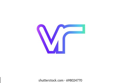 VR V R letter logo combination alphabet vector, creative company icon design template, modern  pink blue contour line art