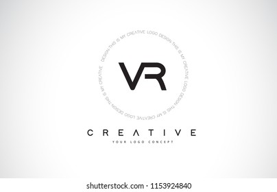 VR V R Logo Design with Black and White Creative Icon Text Letter Vector.