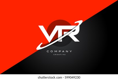 vr v r  red black white technology swoosh alphabet company letter logo design vector icon template 