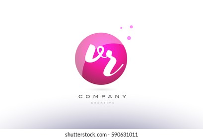 vr v r  sphere pink 3d alphabet company letter combination logo hand writting written design vector icon template 