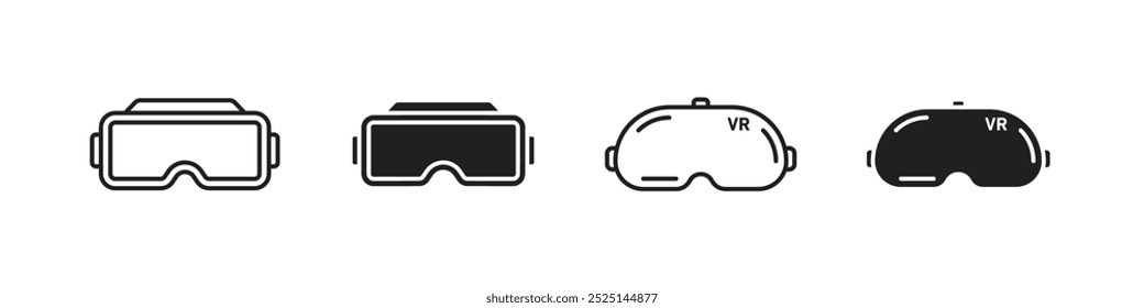 VR vector filled and outlined icons collection
