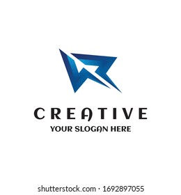 VR vector logo blue symbol concept