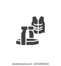 VR vest and treadmill vector icon. filled flat sign for mobile concept and web design. VR Gaming Accessories glyph icon. Symbol, logo illustration. Vector graphics