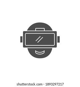 v virtuelles oder erweitertes Reality-Symbol mit schwarzem, solidem Stil und Vektorgrafik