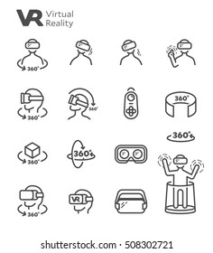 VR Virtual Reality 360 Degree Vector Icon Set