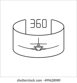 VR Virtual Reality 360 Panorama Sign Line Icon On Background