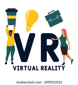 VR - Virtual Reality acronym. business concept background.  vector illustration concept with keywords and icons. lettering illustration with icons for web banner, flyer, landing pag