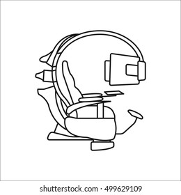 VR Virtual reality chair sign line icon on background