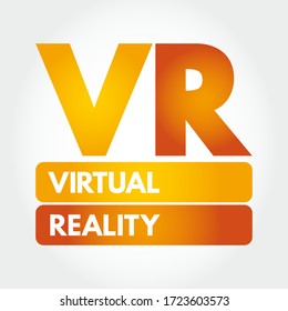 VR: acrónimo de realidad virtual, fondo de concepto tecnológico