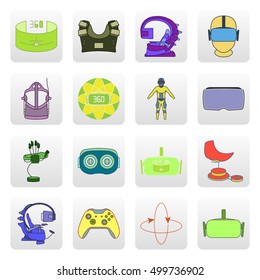 VR Virtual reality gadgets flat 20 icon set on background