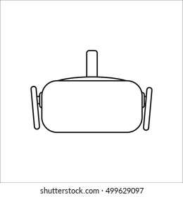 VR Virtual reality gaming and entertainment headset sign line icon on background