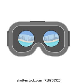 VR Virtual reality glasses headset showing 3d video isolated on a white background