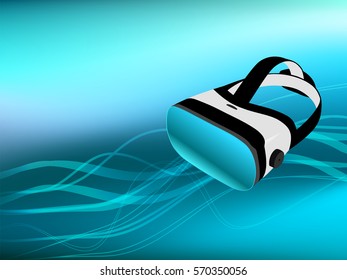 VR virtual reality glasses on blue abstract background