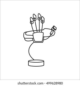 VR Virtual reality hand gadget glove sign line icon on background