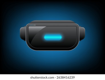 VR Virtual reality head gear on blue background. technology background concept. Vector illustration.