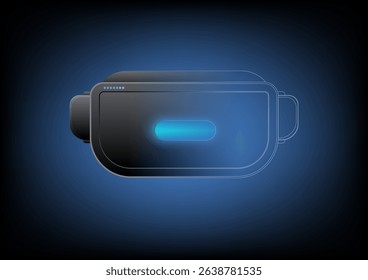 VR Virtual reality head gear on blue background. technology background concept. Vector illustration.