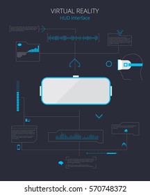 VR Virtual Reality Infographic HUD elements. Vector illustration