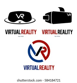 VR VIRTUAL REALITY LOGO ICON SYMBOL SET