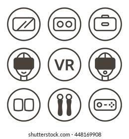 VR, virtual reality outlined icon set, collection isolated on white background.