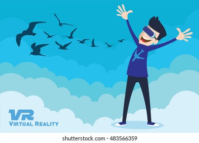 VR virtual reality simulator device by illustration vector