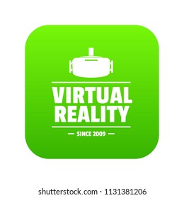 Vr vision icon green vector isolated on white background