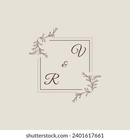 VR wedding line square monogram with high quality professional design that will print well