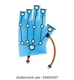 vr wired glove interaction 3d drawing vector illustration eps 10