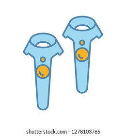 VR wireless controllers color icon. Virtual reality gamepad. VR game console, remote control. Isolated vector illustration