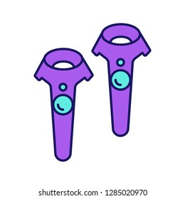 VR wireless controllers color icon. Virtual reality gamepad. VR game console, remote control. Isolated vector illustration