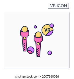 Icono de color de los controladores inalámbricos Vr. Controlador para controlar objetos o caracteres en el juego. Joystick para un proceso de juego perfecto. Concepto de tecnología moderna. Ilustración vectorial aislada