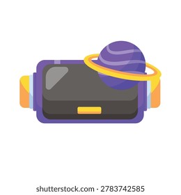 VR world vector icon, virtual reality world icon vector, virtual reality vr world vector illustration, advanced digital gaming headset and futuristic cyberspace technology icon in flat style
