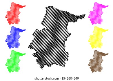 Vratsa Province (Republic of Bulgaria, Provinces of Bulgaria) map vector illustration, scribble sketch Vraca okrug map