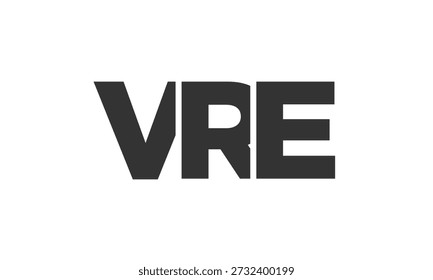 VRE logo design template with strong and modern bold text. Initial based vector logotype featuring simple and minimal typography. Trendy company identity ideal for businesses brand presence.