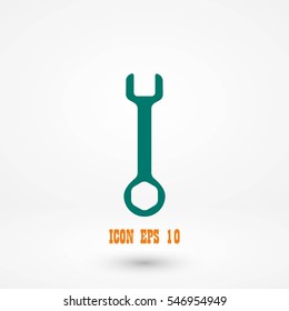 Vrench key sign icon, flat design best vector icon
