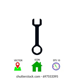 Vrench key sign icon, flat design best vector icon