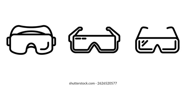 vr-glasses outline or line icon design bundle.