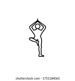 vrikshana tree pose line illustration icon on white background