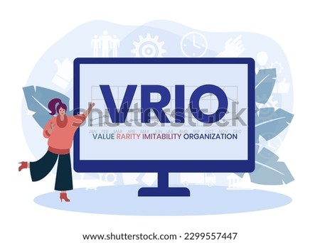 VRIO - Value, Rarity, Imitability, Organization acronym. business concept background. vector illustration concept with keywords and icons. lettering illustration with icons for web banner, flyer