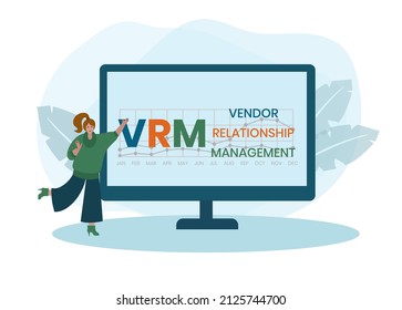VRM - Vendor Relationship Management. business concept background. Vector illustration for website banner, marketing materials, business presentation, online advertising.