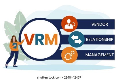 VRM - Vendor Relationship Management. business concept background. Vector illustration for website banner, marketing materials, business presentation, online advertising.