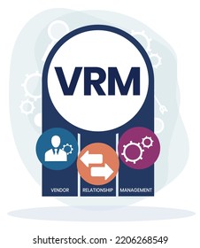 VRM - Vendor Relationship Management. business concept background. Vector illustration for website banner, marketing materials, business presentation, online advertising.