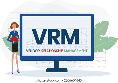 VRM - Vendor Relationship Management. business concept background. Vector illustration for website banner, marketing materials, business presentation, online advertising.