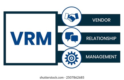 VRM - Vendor Relationship Management. business concept background. Vector illustration for website banner, marketing materials, business presentation, online advertising.