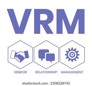 VRM - Vendor Relationship Management. business concept background. Vector illustration for website banner, marketing materials, business presentation, online advertising.