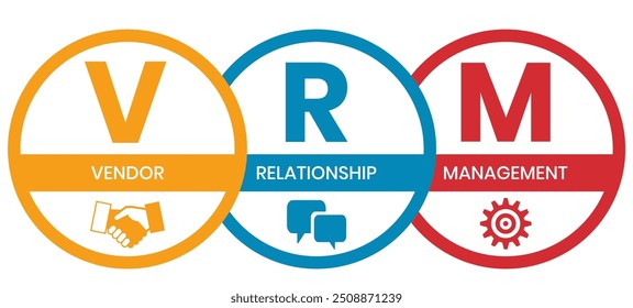 VRM - Vendor Relationship Management. business concept background. Vector illustration for website banner, marketing materials, business presentation, online advertising.